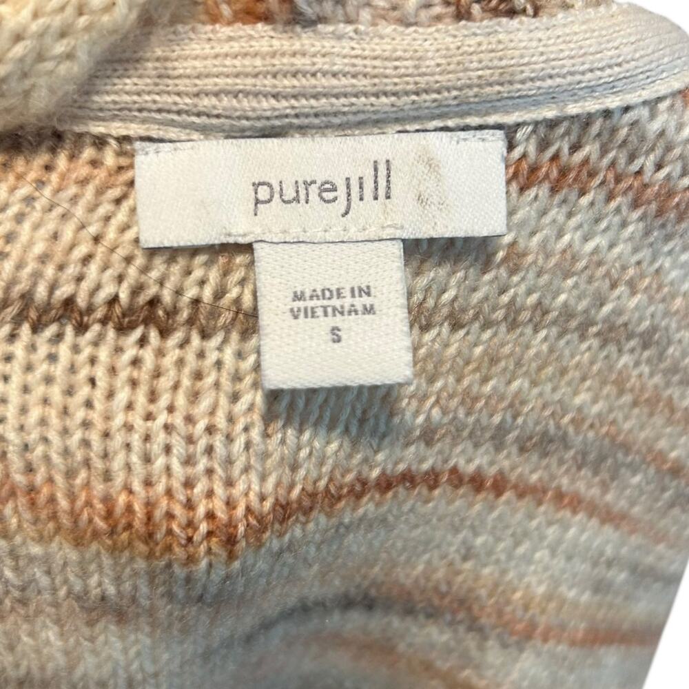 PureJill Cream Stipe Cardigan Womens Sz Small Cotton Blend Sweater One Button - Picture 8 of 16